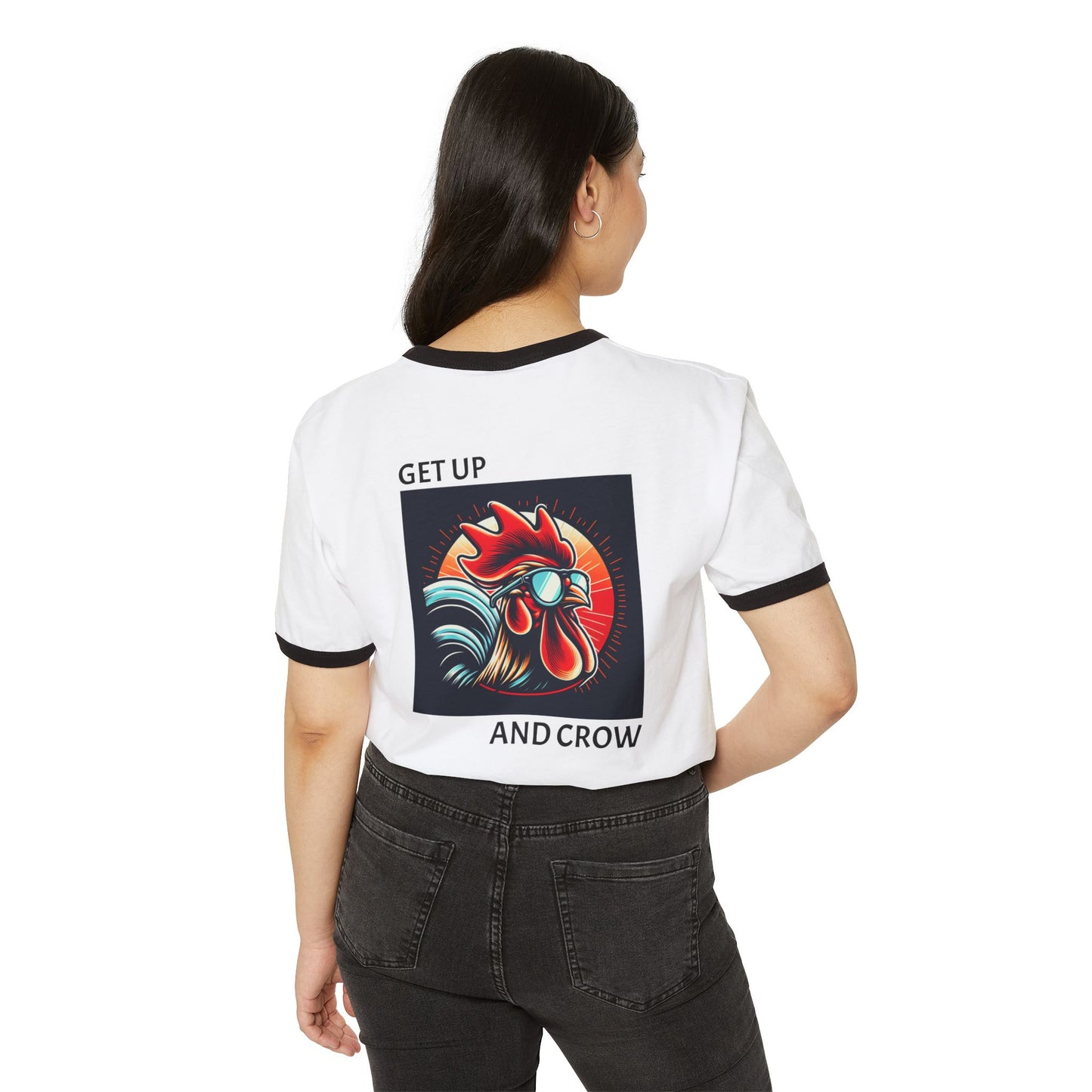 Be Deliberate Rooster Ringer T-Shirt - 'Get Up and Crow'