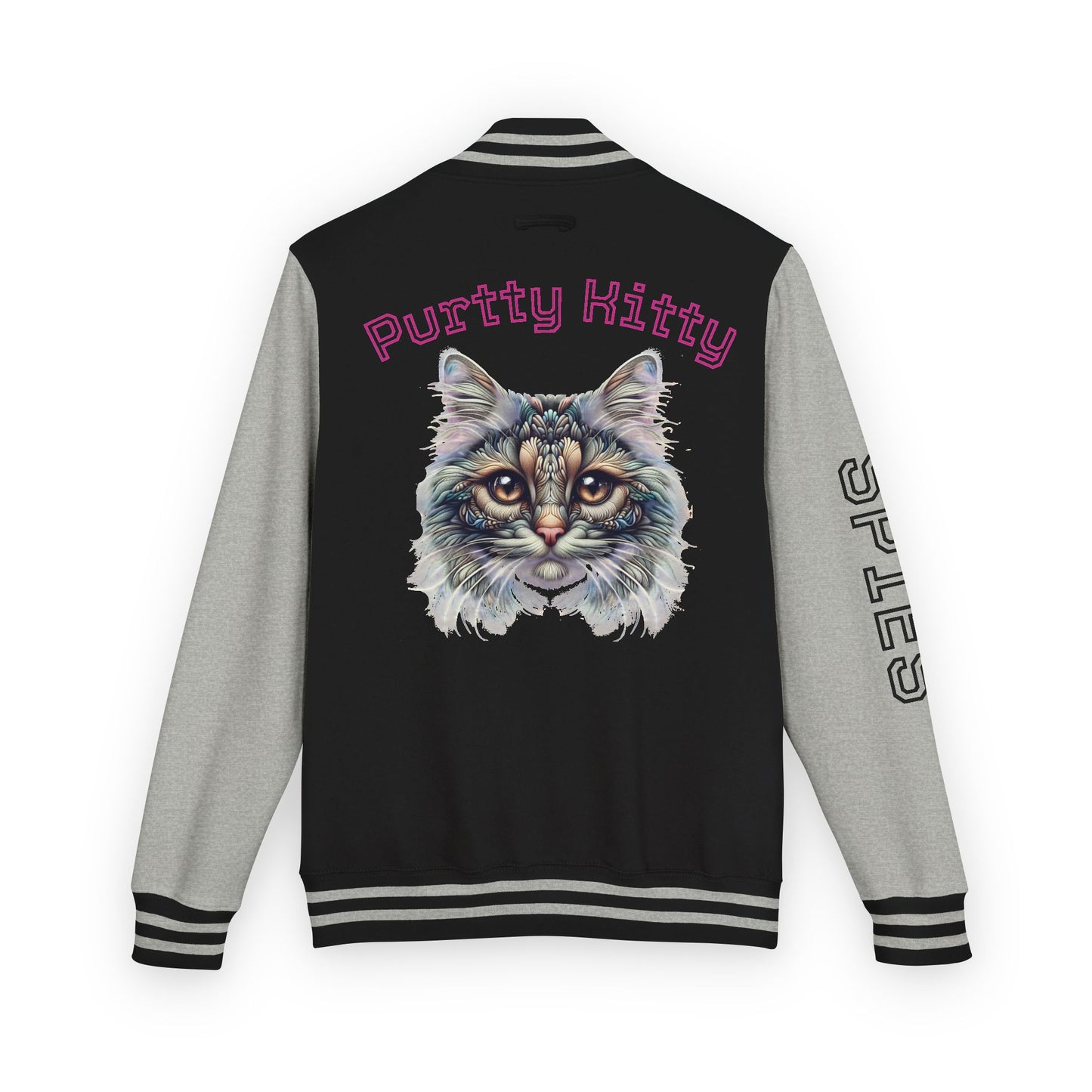 Unisex Heavyweight Letterman Jacket - Purtty Kitty - Spies