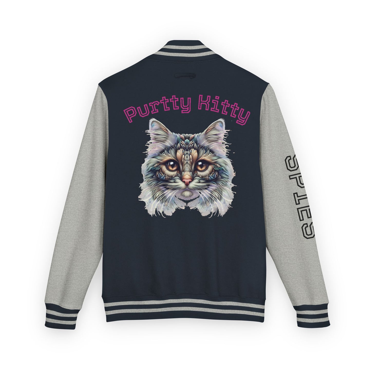 Unisex Heavyweight Letterman Jacket - Purtty Kitty - Spies