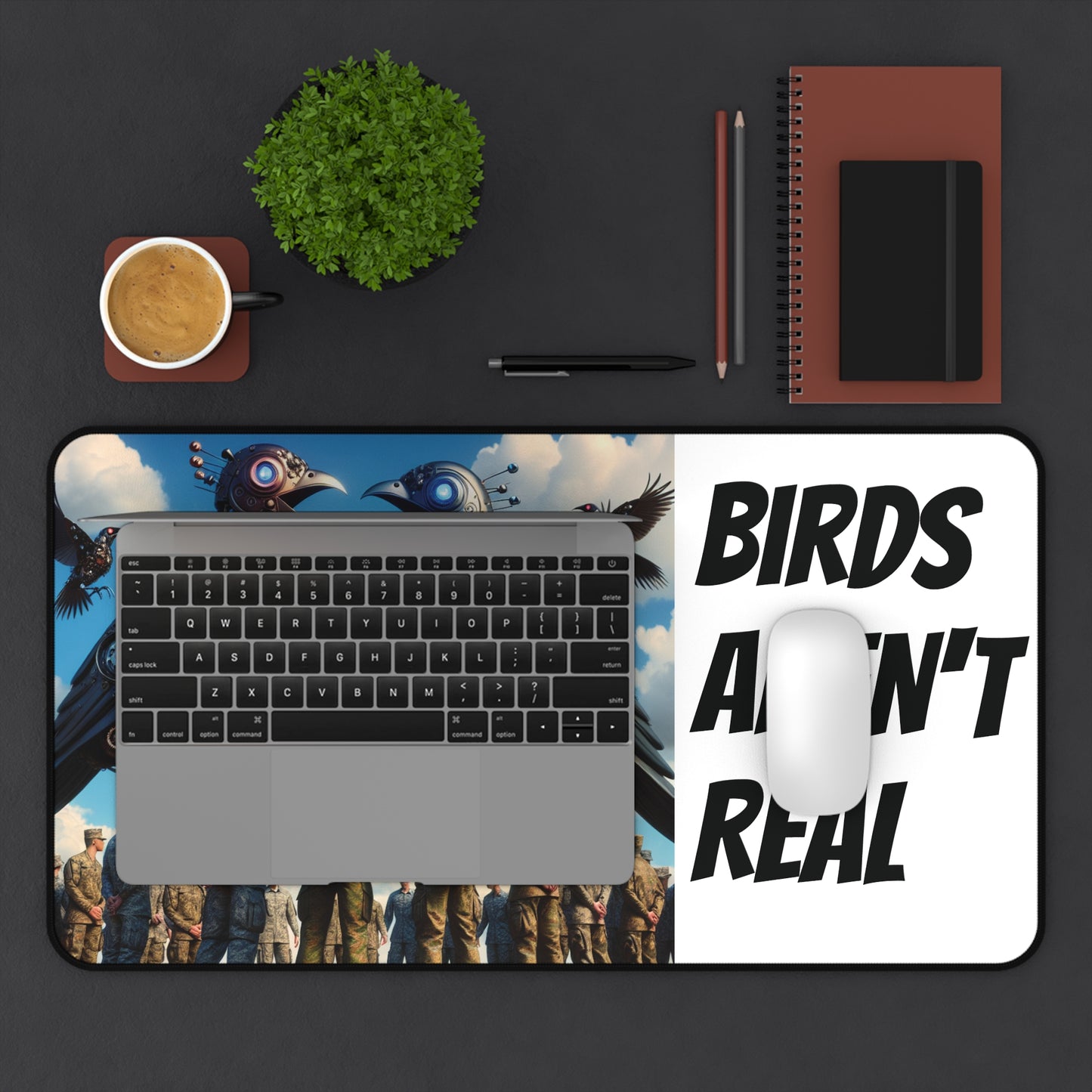 Birds Aren't Real Desk Mat | Funny Office Decor, Gaming Mouse Pad, Unique Gift, Quirky Desk Accessory, Home Office