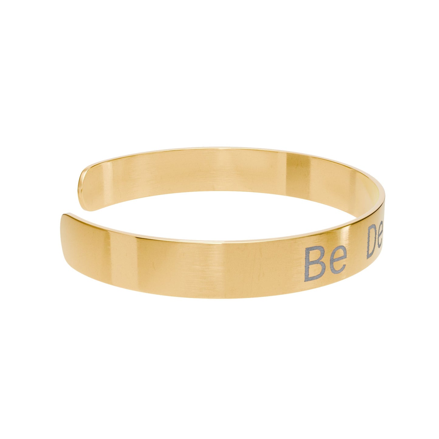 Be Deliberate Engraved Gold Cuff Bracelet — Inspirational Minimalist Bangle