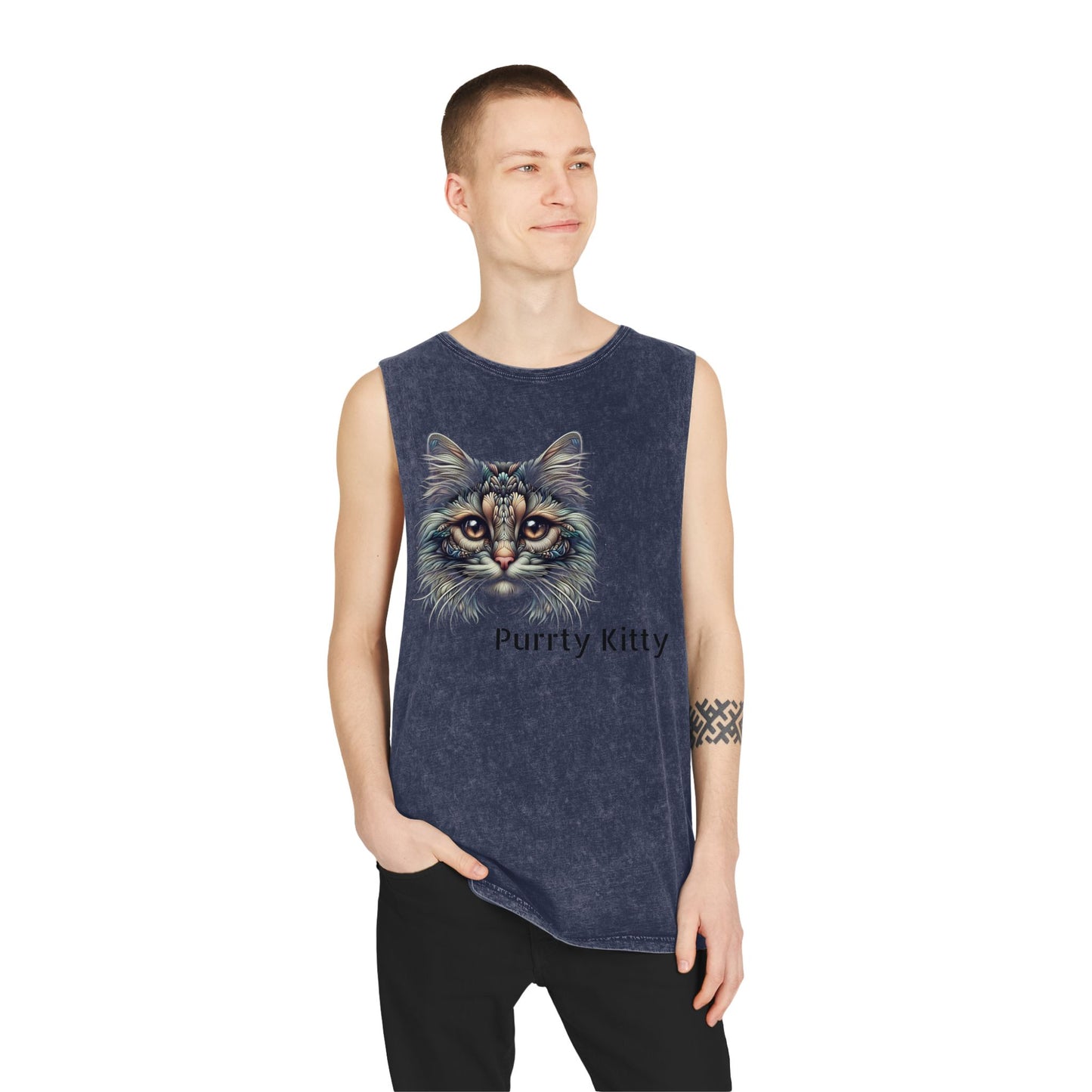 Unisex Stonewash Tank Top - Purtty Kitty Graphic Tee