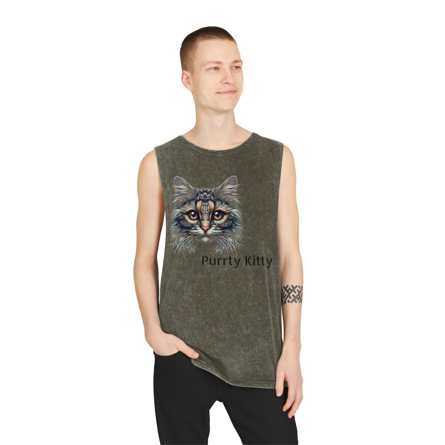 Unisex Stonewash Tank Top - Purtty Kitty Graphic Tee