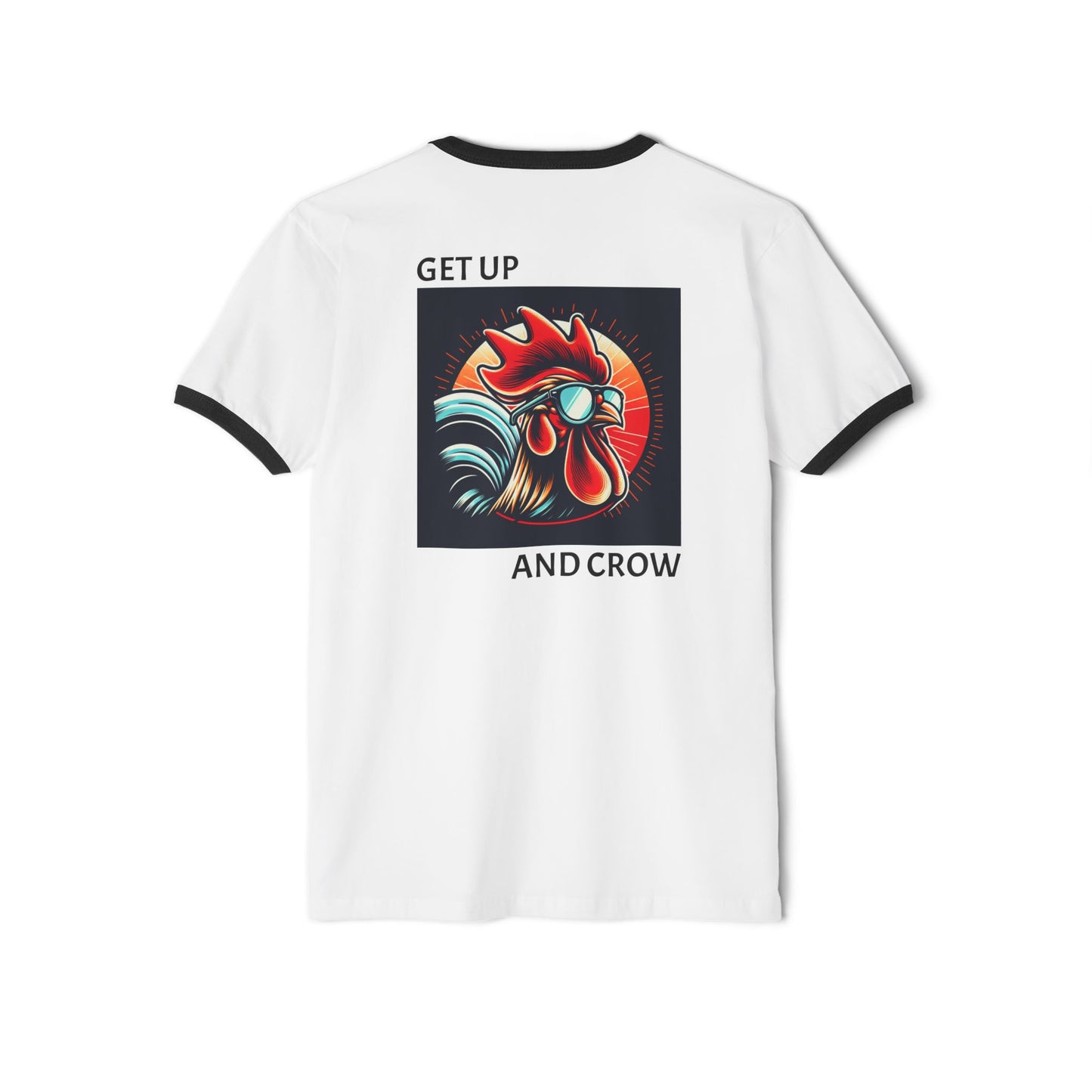 Be Deliberate Rooster Ringer T-Shirt - 'Get Up and Crow'
