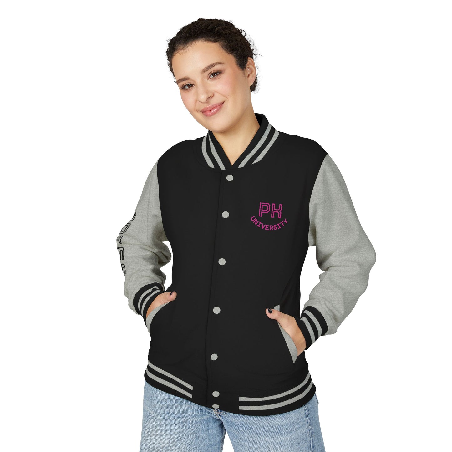 Unisex Heavyweight Letterman Jacket - Purtty Kitty - Spies