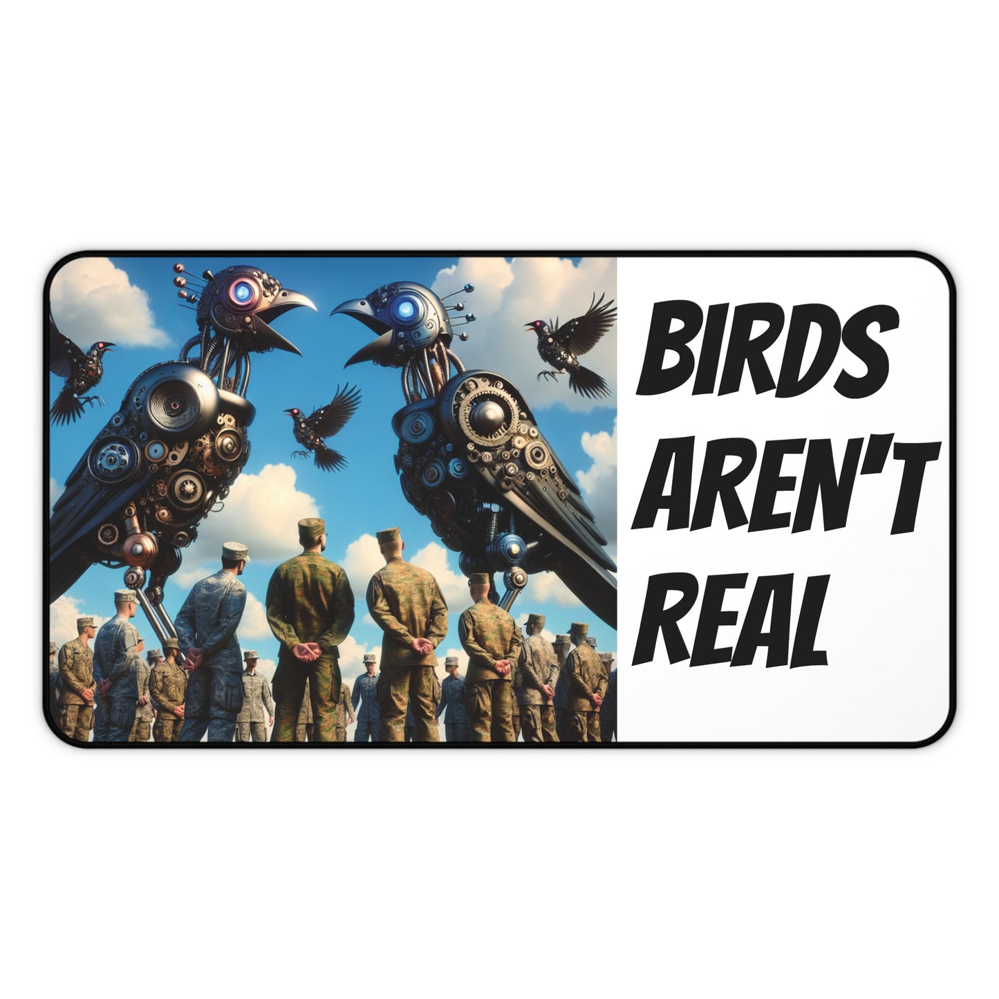 Birds Aren't Real Desk Mat | Funny Office Decor, Gaming Mouse Pad, Unique Gift, Quirky Desk Accessory, Home Office