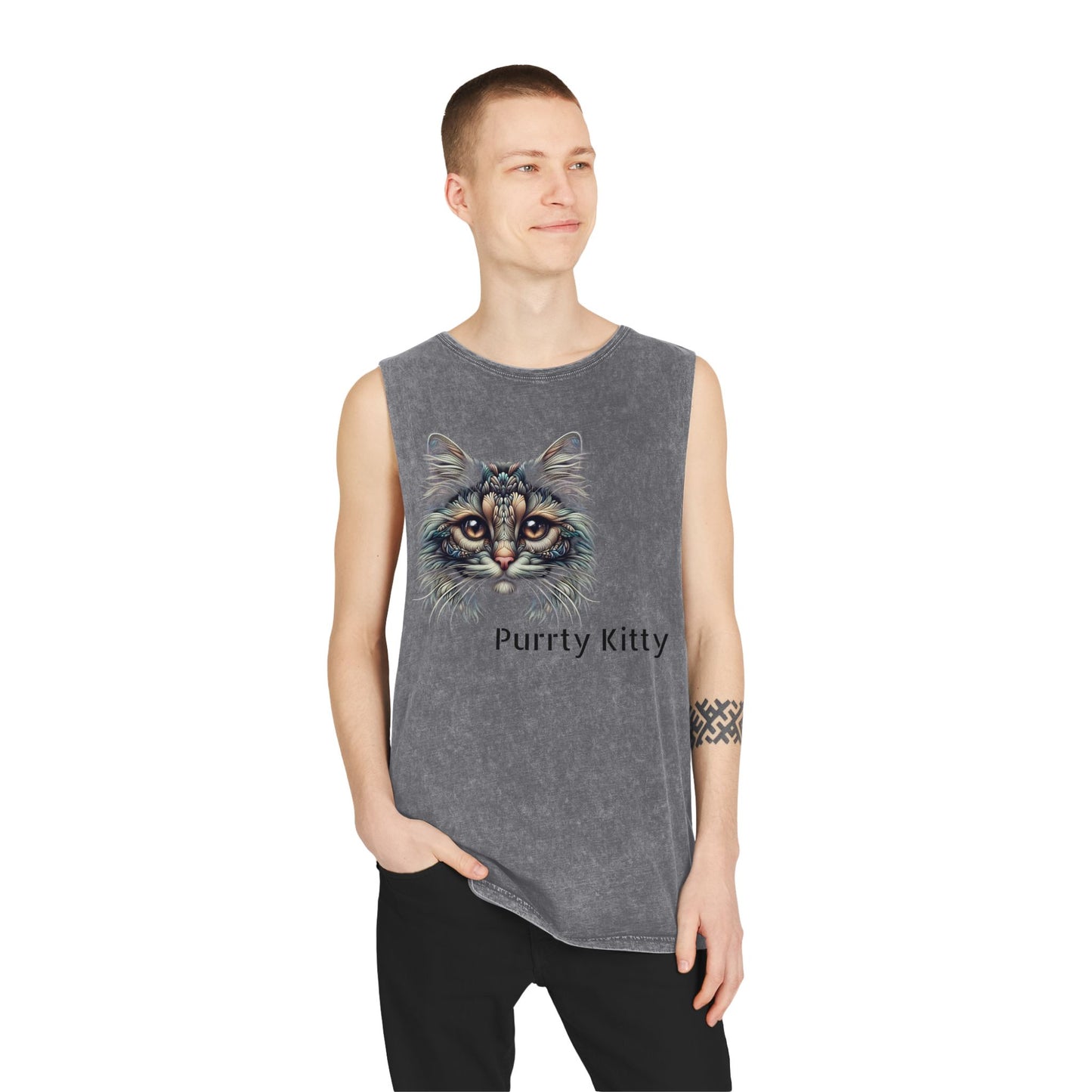 Unisex Stonewash Tank Top - Purtty Kitty Graphic Tee