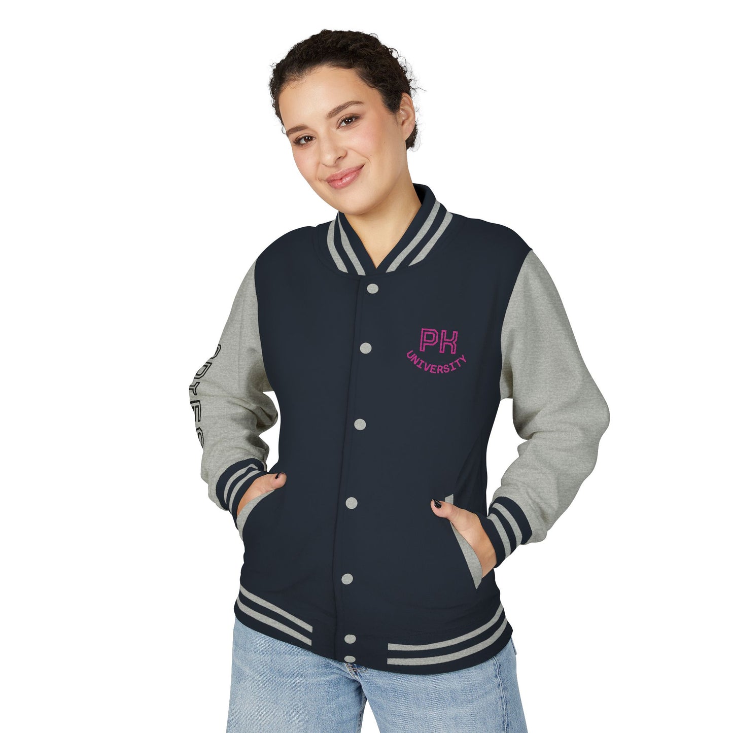Unisex Heavyweight Letterman Jacket - Purtty Kitty - Spies