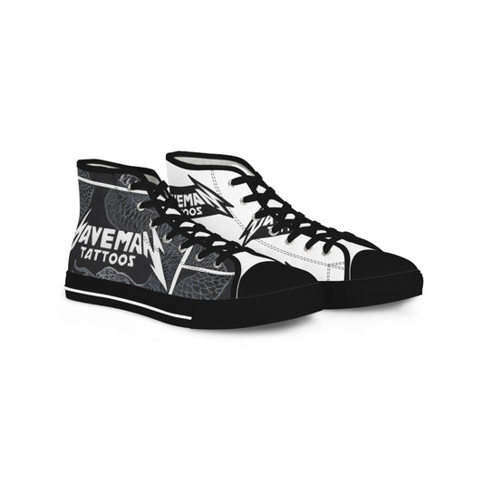 Men's High Top Sneakers — Black Grunge 'Daveman Tattoos' Graphic