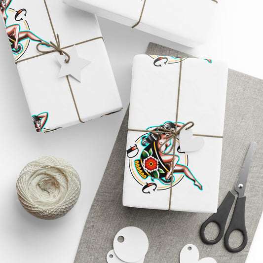 Wrapping Papers, Vintage Pinup Holiday Gift Wrap, Retro Christmas Wrapping Sheets, Birthday Celebration Paper, Traditional Gift Packaging,