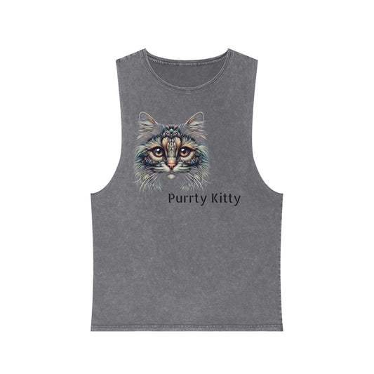 Unisex Stonewash Tank Top - Purtty Kitty Graphic Tee