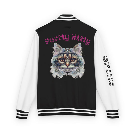 Unisex Heavyweight Letterman Jacket - Purtty Kitty - Spies