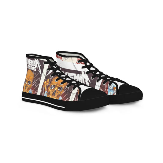 High Top Sneakers — Retro DavemanTattoos Skull Graphic Men's Canvas Shoes