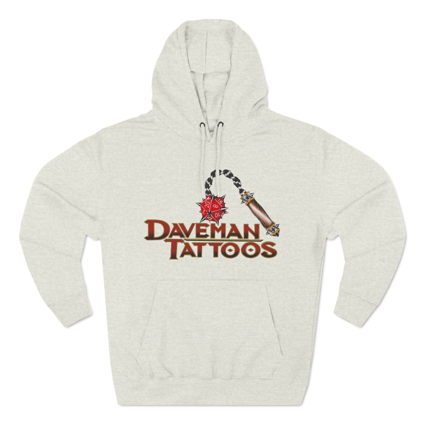 DaveMan Tattoos Branded D&D style Three-Panel Fleece Hoodie