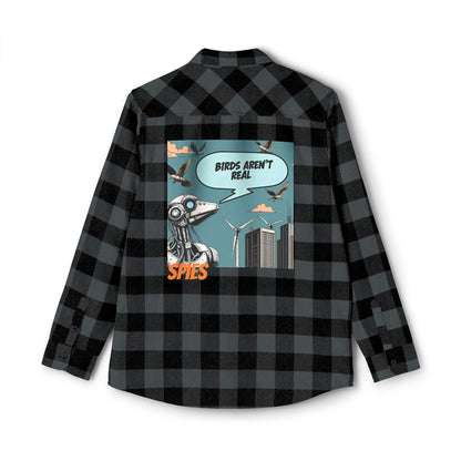 Unisex Funny Flannel Shirt - 'Birds Aren't Real' Graphic - Cozy and Trendy for Casual Wear