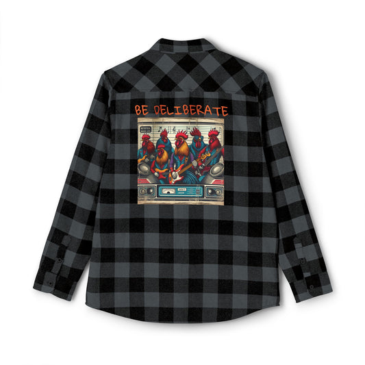 'Be Deliberate' Rooster Rock Band Unisex Flannel Shirt