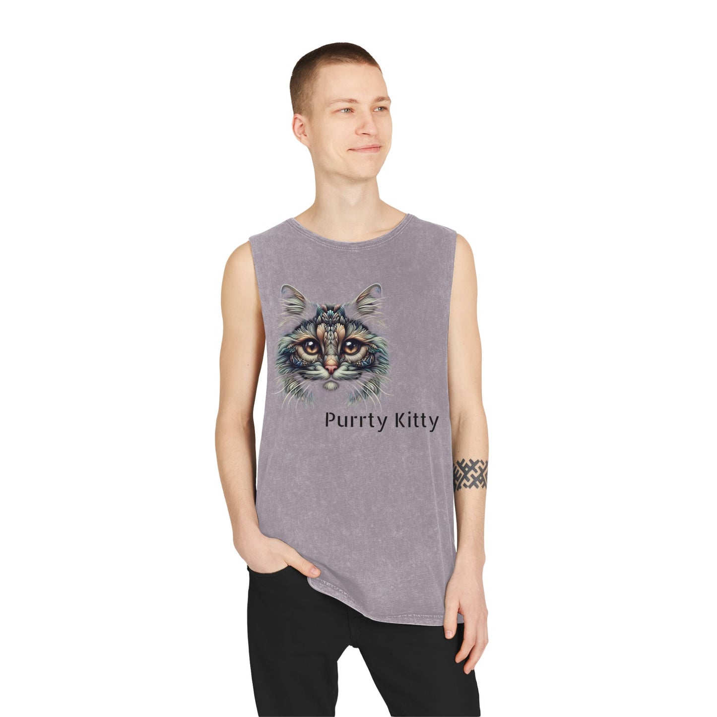 Unisex Stonewash Tank Top - Purtty Kitty Graphic Tee
