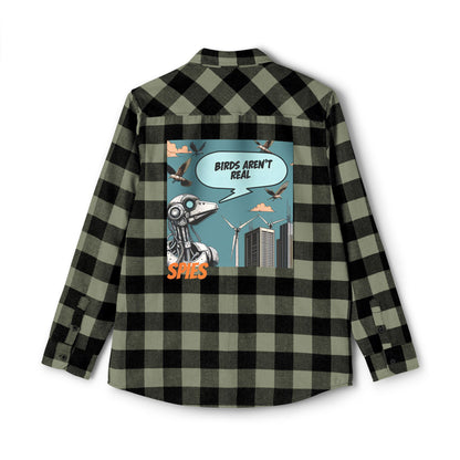 Unisex Funny Flannel Shirt - 'Birds Aren't Real' Graphic - Cozy and Trendy for Casual Wear