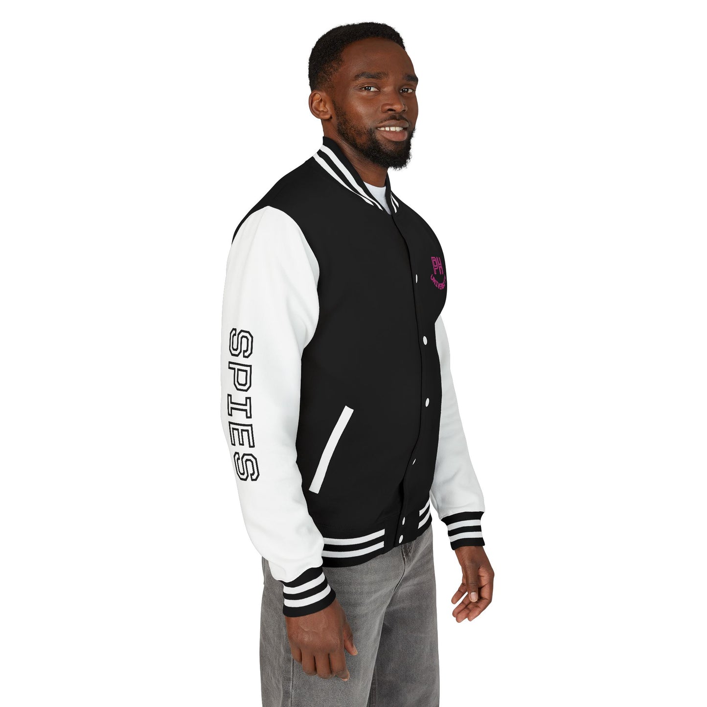 Unisex Heavyweight Letterman Jacket - Purtty Kitty - Spies