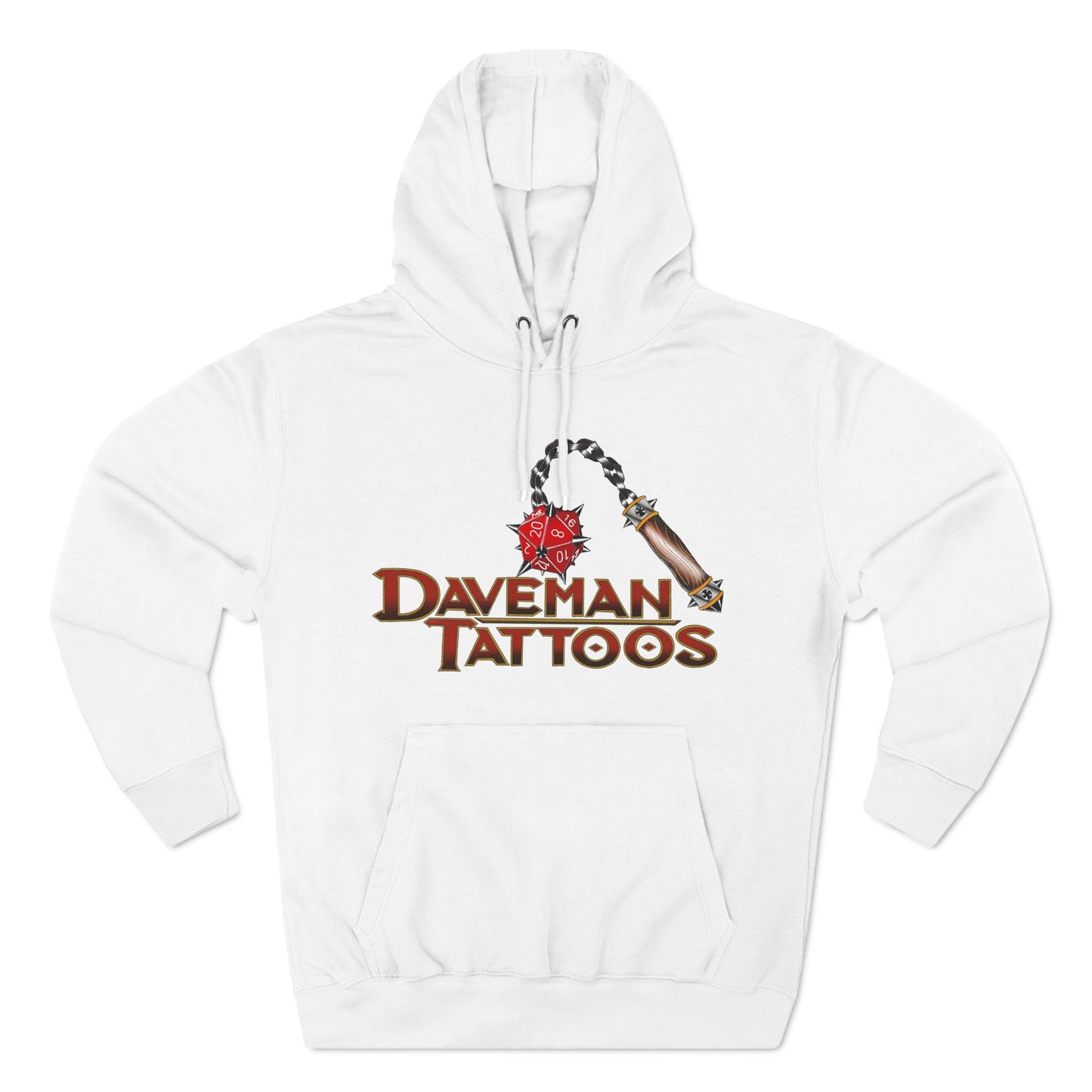 DaveMan Tattoos Branded D&D style Three-Panel Fleece Hoodie