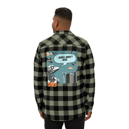 Unisex Funny Flannel Shirt - 'Birds Aren't Real' Graphic - Cozy and Trendy for Casual Wear