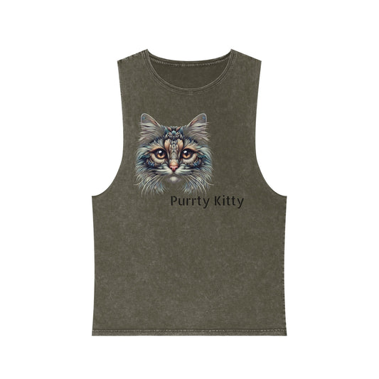 Unisex Stonewash Tank Top - Purtty Kitty Graphic Tee