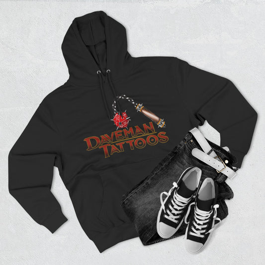 DaveMan Tattoos Branded D&D style Three-Panel Fleece Hoodie