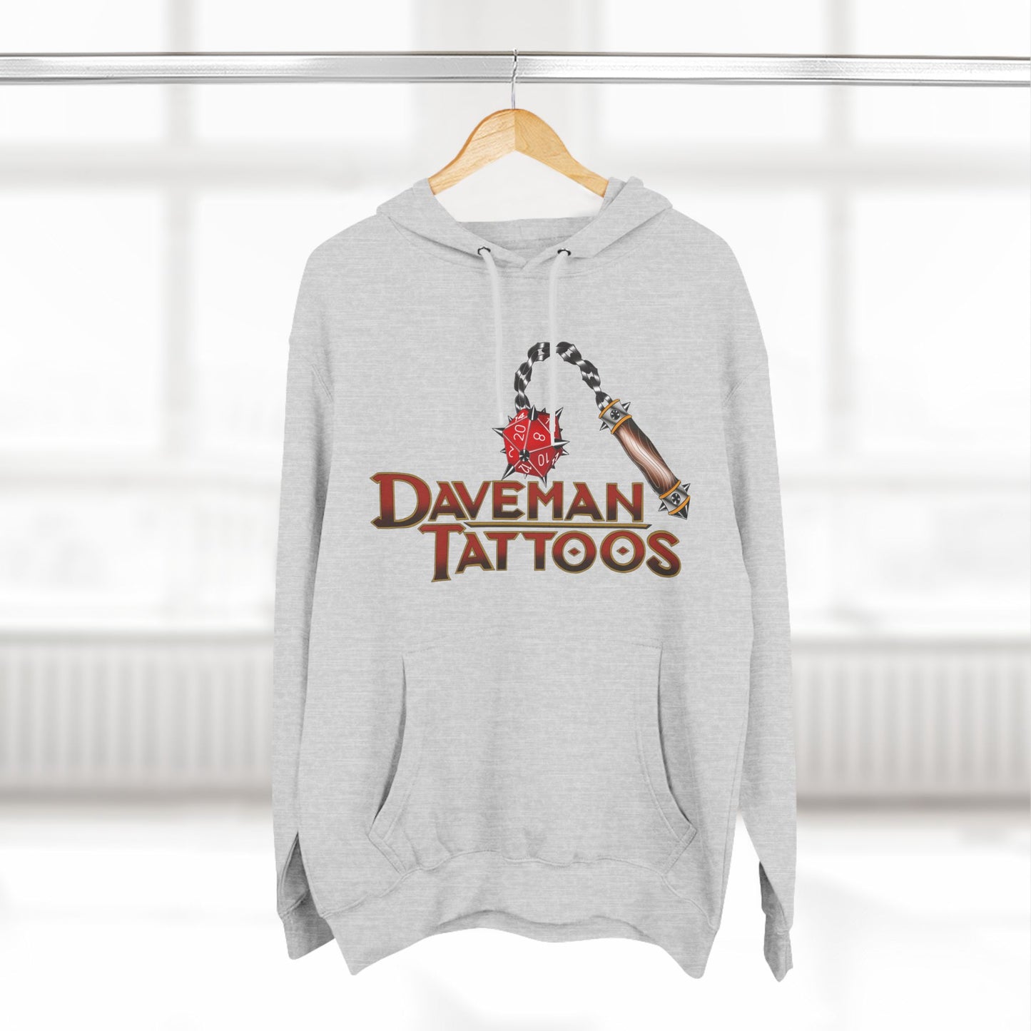 DaveMan Tattoos Branded D&D style Three-Panel Fleece Hoodie