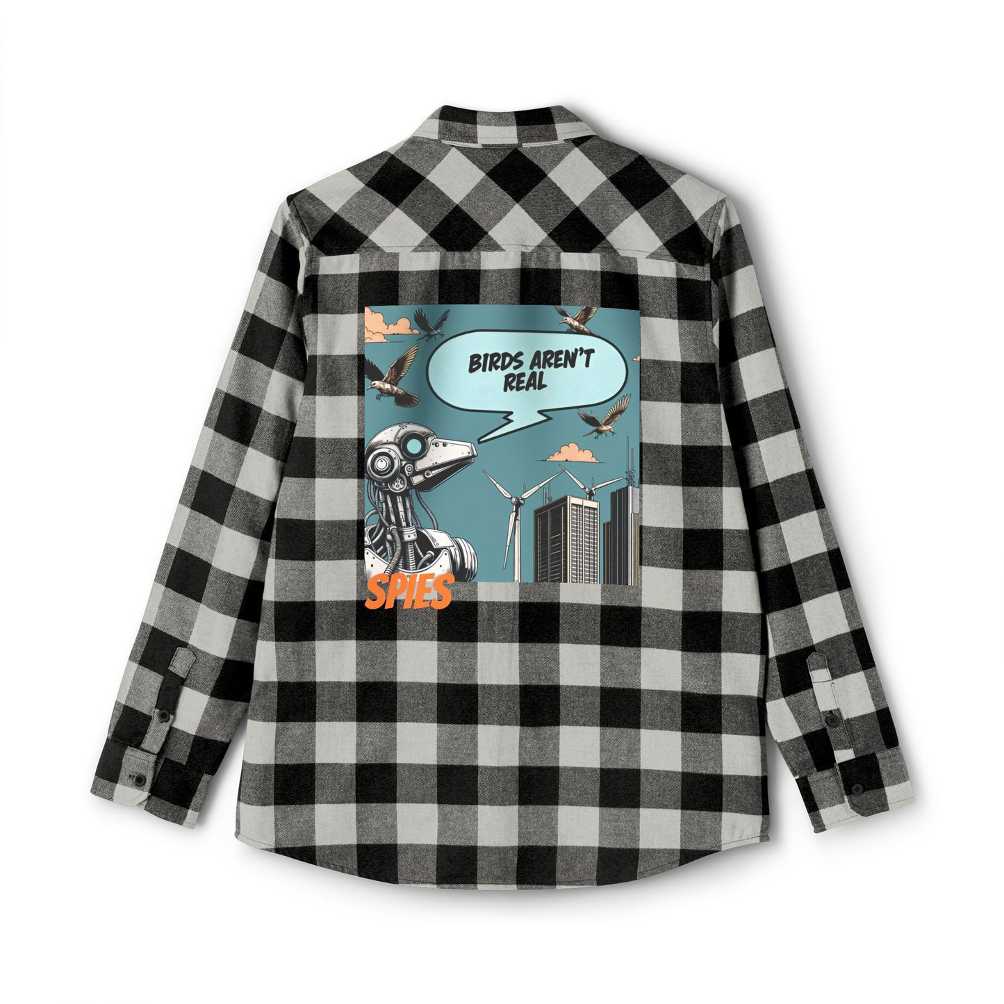 Unisex Funny Flannel Shirt - 'Birds Aren't Real' Graphic - Cozy and Trendy for Casual Wear